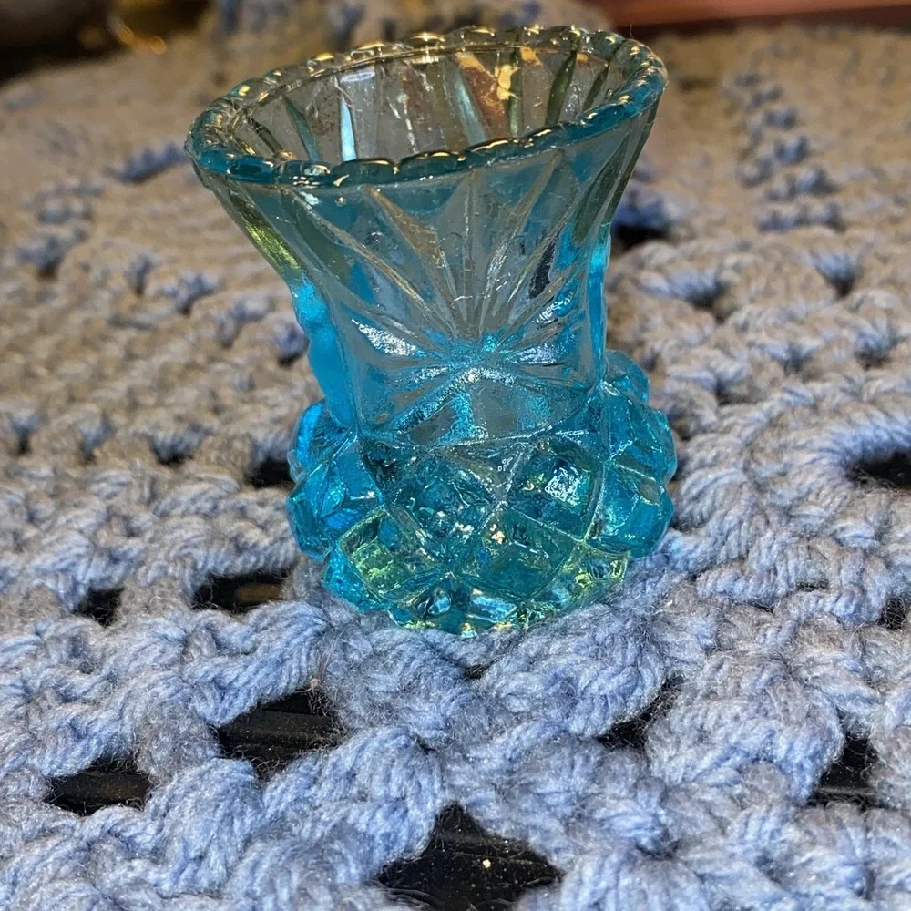 Vintage Fostoria for Princess House‎ Blue Royal Toothpick Holder Bud Vase